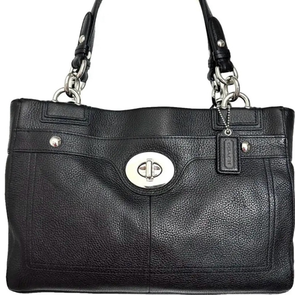 Coach Penelope Pebbled 
 Leather Black Carryall Bag Like New